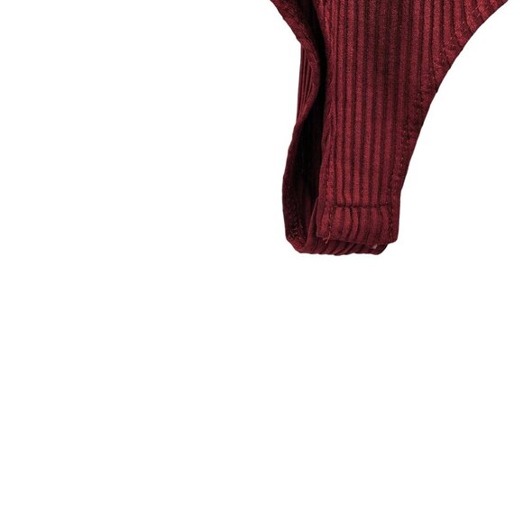 Ribbed Burgundy Bodysuit With Metal Ring Details Design By Hate Monde - Size S - Picture 7 of 11